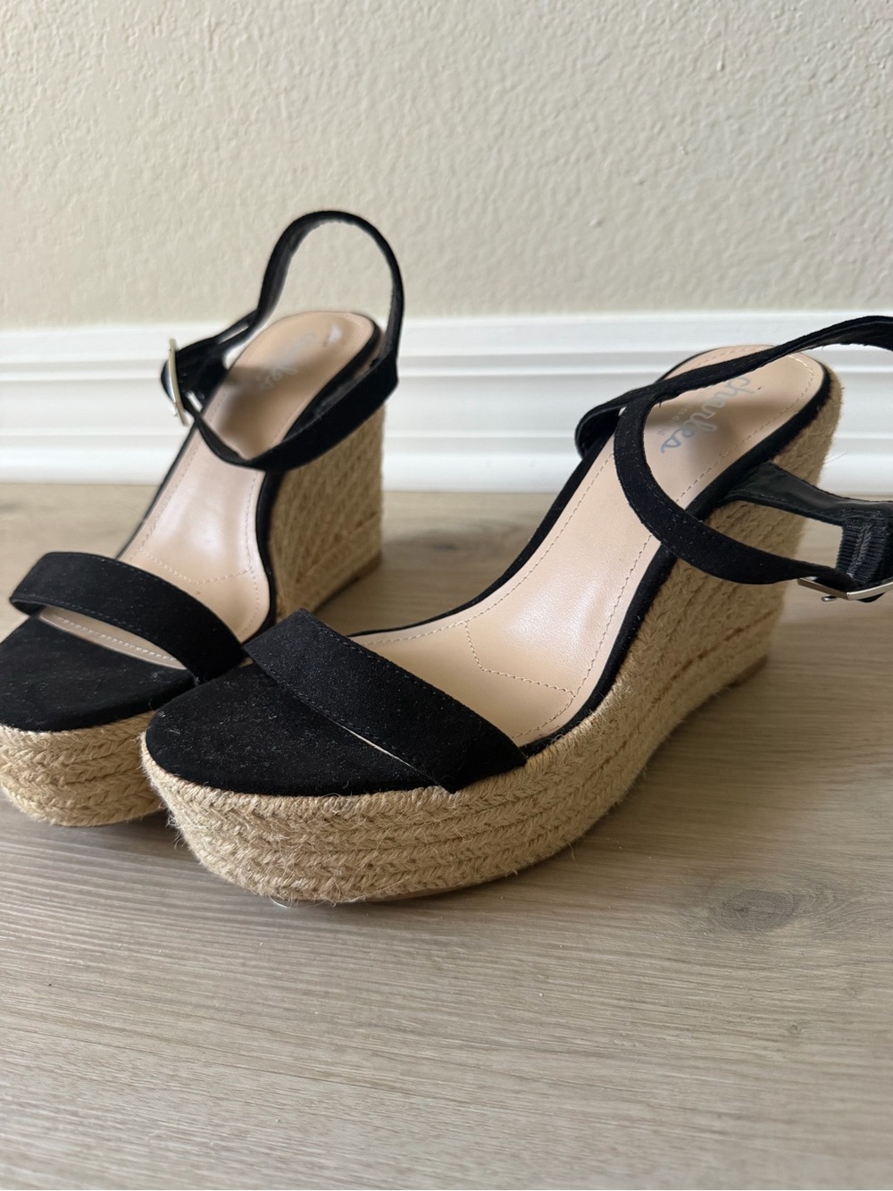 Black Espadrille Wedge Sandals